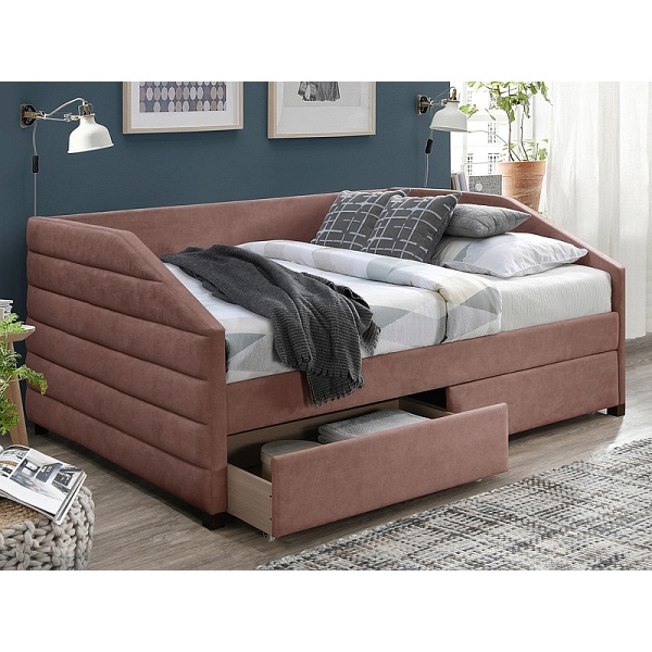 Łóżko NADIA velvet 120x200 antyczny róz tap. 185 - Signal